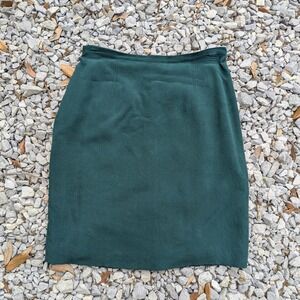 Hugo Buscati Collection Dark Green 100% Silk Pencil Skirt 26" Emerald Green